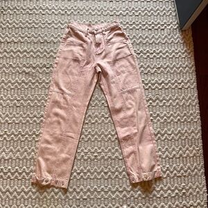 Pink denim crops